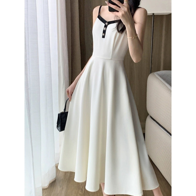 Sling Dress Women's Waist Draping Effect Long Sleeve Short Coat Socialite Suit