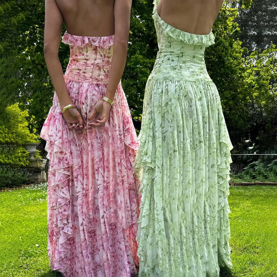 Women's Halter Fashion Printing Long Dress