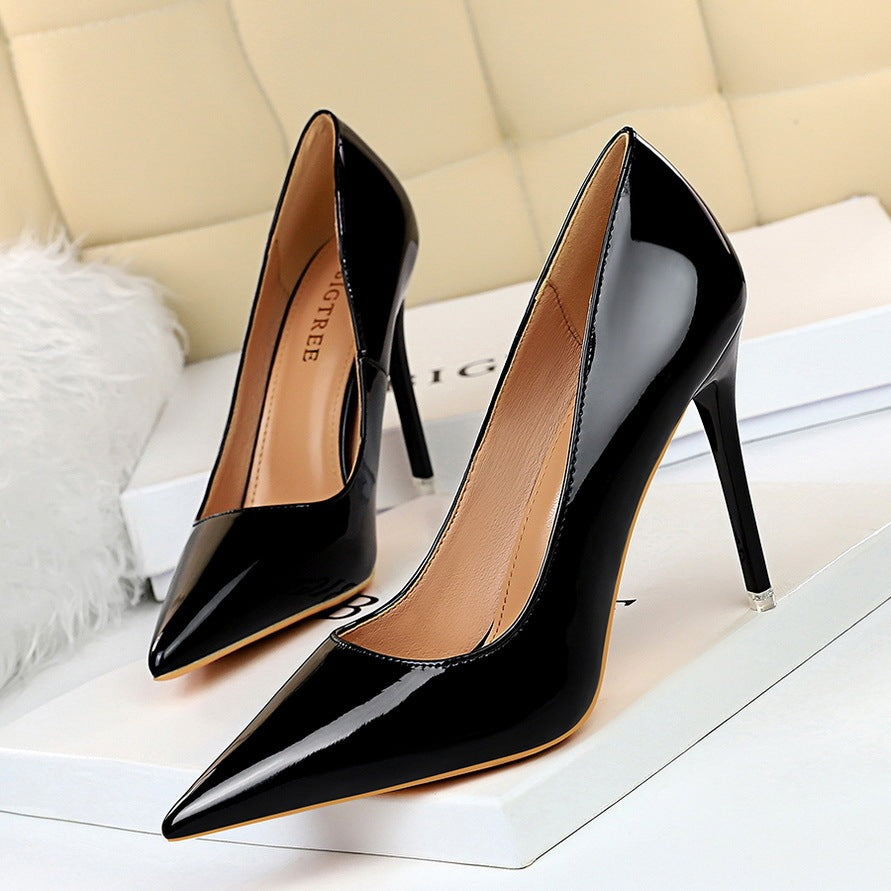 Women's Fashion Simple Stiletto Glossy Patent Leather High Heels