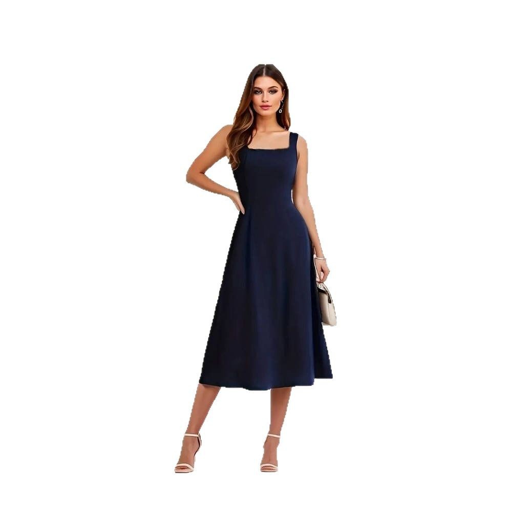 Sleeveless Solid Color Casual Fashion Suspenders Long Dress