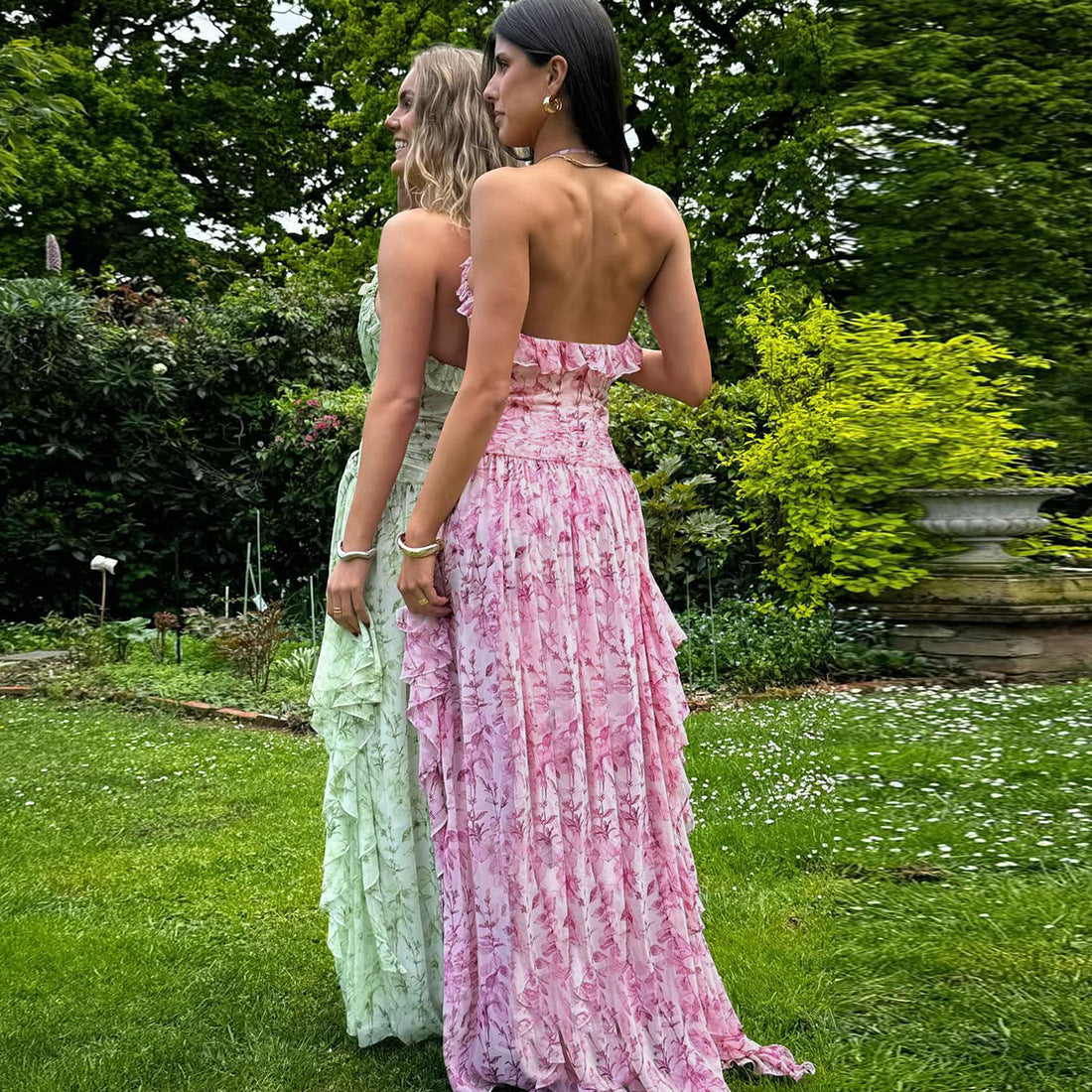 Women's Halter Fashion Printing Long Dress
