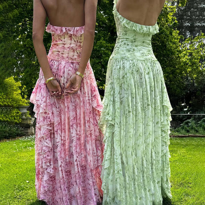 Women's Halter Fashion Printing Long Dress