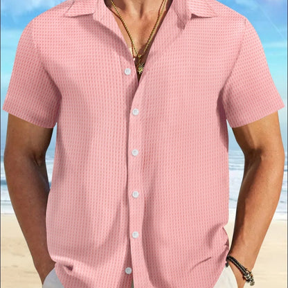 Plaid Colorblock Business Slim Fit Casual Shirt Short Sleeve Shirt