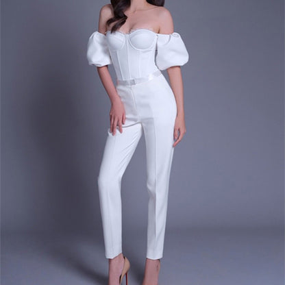 Ladies Temperament High Waist Slim Fit High-end Short-sleeved Suit