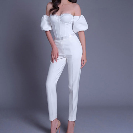 Ladies Temperament High Waist Slim Fit High-end Short-sleeved Suit