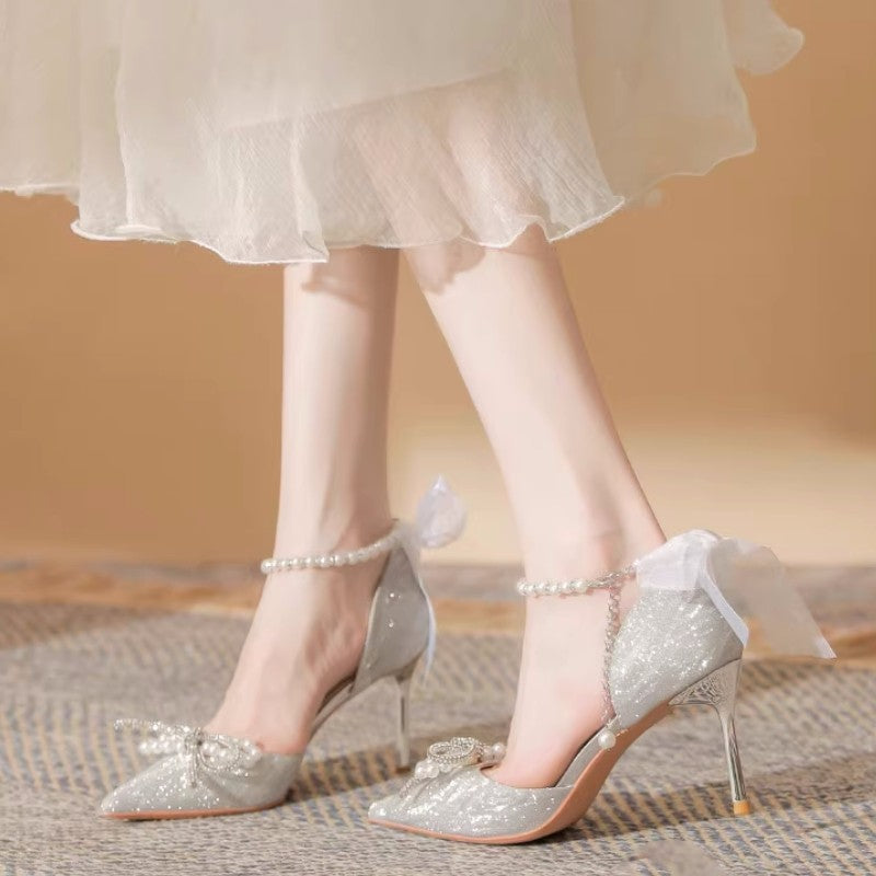 Women's Bow Pointed Heel Sandals