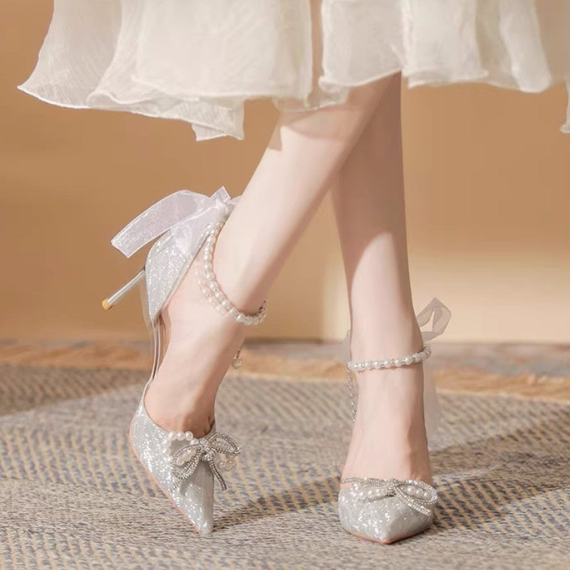 Women's Bow Pointed Heel Sandals