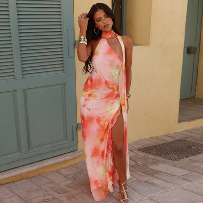European And American Vacation Style Hot Girl Seaside Ribbon Dress