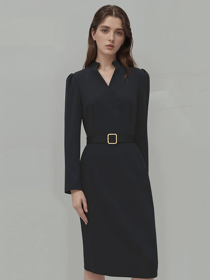 Women's Long Sleeve V-neck Dress