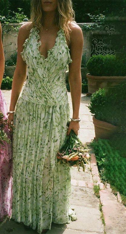 Women's Halter Fashion Printing Long Dress