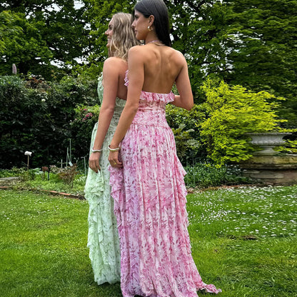 Women's Halter Fashion Printing Long Dress